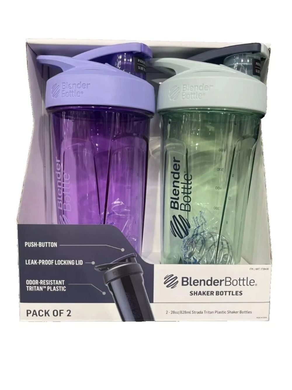 BlenderBottle Strada Shaker  2-pack Purple/Green 28-Oz